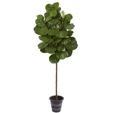 NEARLY NATURALS 6.5 in. Fiddle Leaf Artificial Tree with Decorative Planter 9138